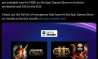 Epic移动版喜加二 《星战：旧共和国武士》1&2免费领
